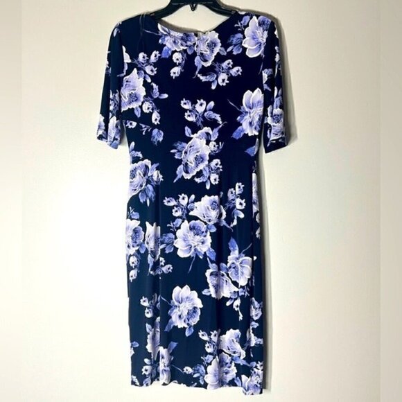 CONNECTED FAUX WRAP DRESS Petite Floral-Print -Waist Jersey Dress blue - Picture 14 of 15
